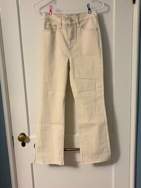 Pistola mid rise crop raw hem jeans size 26 ecru / cream designer denim neutral